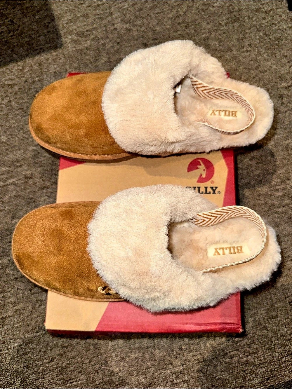 BILLY Cozy Sling Scuff Cozy Scuff Slippers Brown & Cream US 6 Brand New